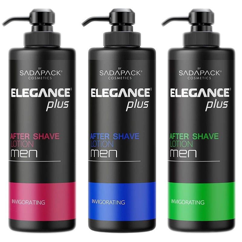 Elegance Plus After Shave Lotion for Men 500ml 17.6oz Pink Green & Blue