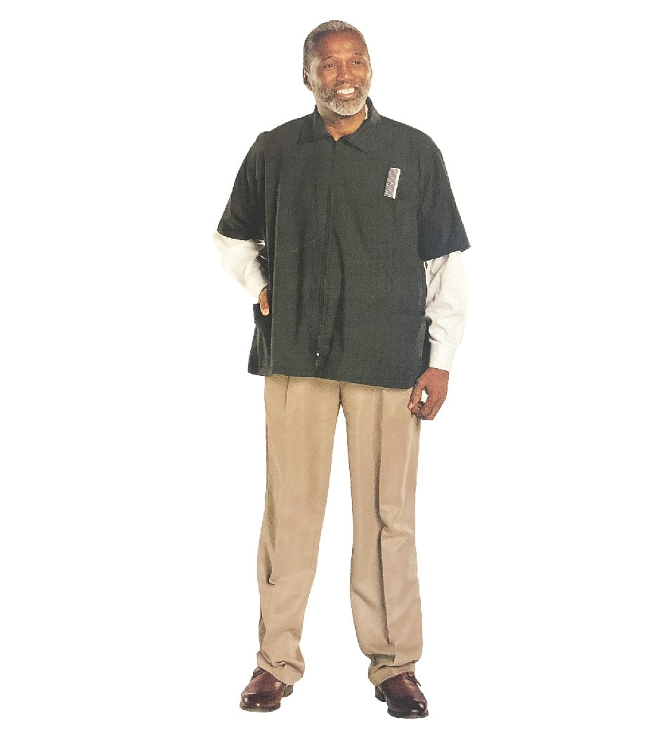 Barber Jacket Poly/Cotton Blend, 3 Front Pockets, Zipper Closure Extra Large - Black