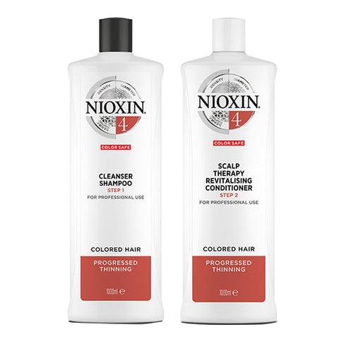 Nioxin System 4 Cleanser & Scalp Therapy Fine Noticeably Thinning Hair Chemically Treated Duo 33oz