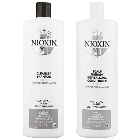 Nioxin System 1 Cleanser & Scalp Therapy Fine Normal to Thin-Looking Hair Duo 33oz - SET