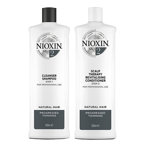 Nioxin System 2 Cleanser & Scalp Therapy Natural, Fine Normal to Noticeably Thinning Hair Duo 33oz - SET
